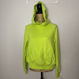 Athleta Moonrise Neon Green Hoodie Sweatshirt Size S Open Back Thick Bright Gym